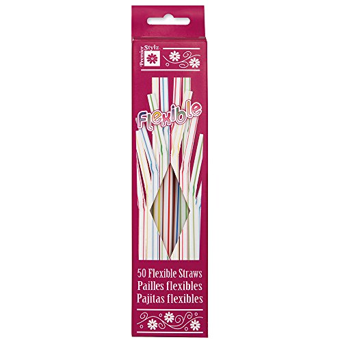 Pitillos Flexibles Rayados Multicolor Pack 50 miniatura 1