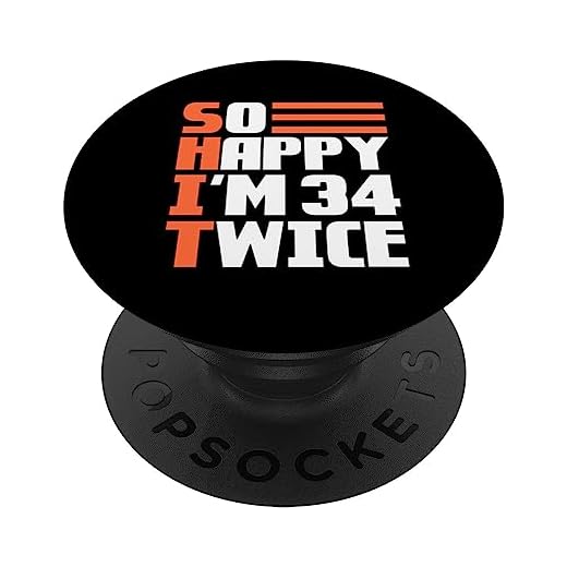 Feliz De Cumplir 34 Años Dos Veces. 68 aniversario PopSockets PopGrip Intercambiable