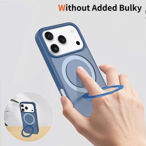 Image of Magnetic for iPhone 17 Pro Case, 6.3 inch, Compatible with MagSafe, Rugged Kickstand, Not-Yellowing Military-Grade Protection, Matte Blue