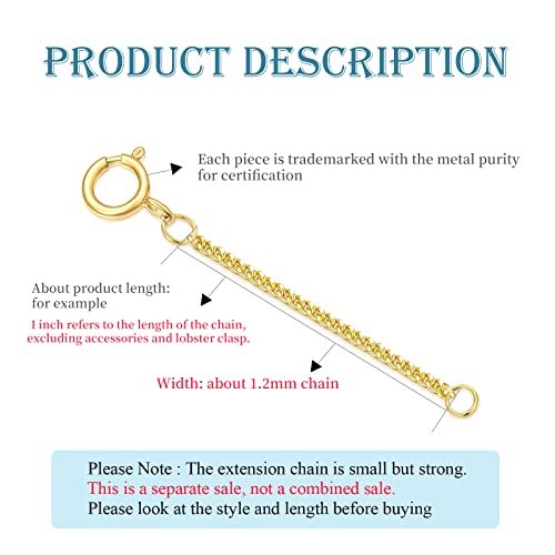 Image of 10k 14k Real Gold 1 inch /1.5 inch /2 inch /2.5 inch /3 inch /4 inch /5 inch Necklace Extender, Necklace Bracelet Extender Chain, Durable Gold Extender Chain, Adjustable Extension Chain for Necklace Bracelet Anklet