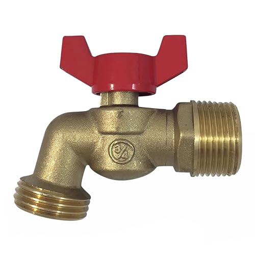 Brass Ball Valve Similar to Arrowhead 3/4" Male NPT inlet with 3/4 water hose outlet ideal for gardens and patios 79-212 - Llave de Manguera o Nariz Llave de Manguera Esfera Mariposa