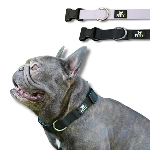 PettyItalia, Collare Cane Regolabile in Biothane, Impermeabile, con Anello D-Ring e Chiusura di Sicurezza, per Cani di Taglia Piccola, Media e Grande, Colore Nero, Taglia XS