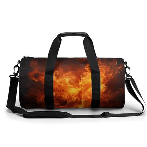 Roaring Flame Gym Bag for Men Women, Sturdy Oxford Cloth Travel Bags with Removable Shoulder Strap, Waterproof Duffel Bag for Fitness, Travel, Yoga