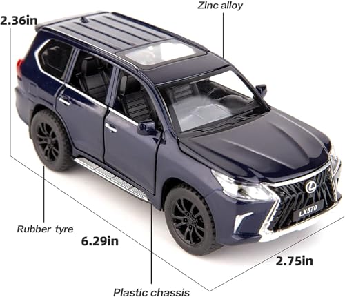 Image of DEOXY 1:32 Lexus LX570 Die-cast Metal Car Toy, Alloy Metal Pull Back Car with Openable Doors & Light, Music Boys Gifts Toys for Kids (Black)