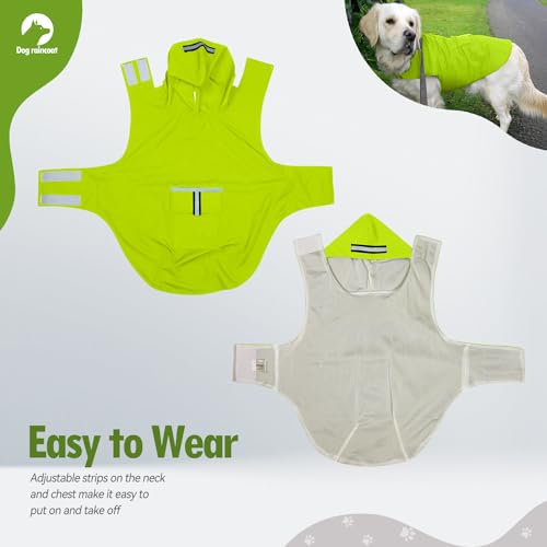 Zellar Hunderegenmantel mit Kapuze & Kragenloch & sicheren reflektierenden Streifen, ultraleichte atmungsaktive 100% wasserdichte Regenjacke mittelgroße Hunde