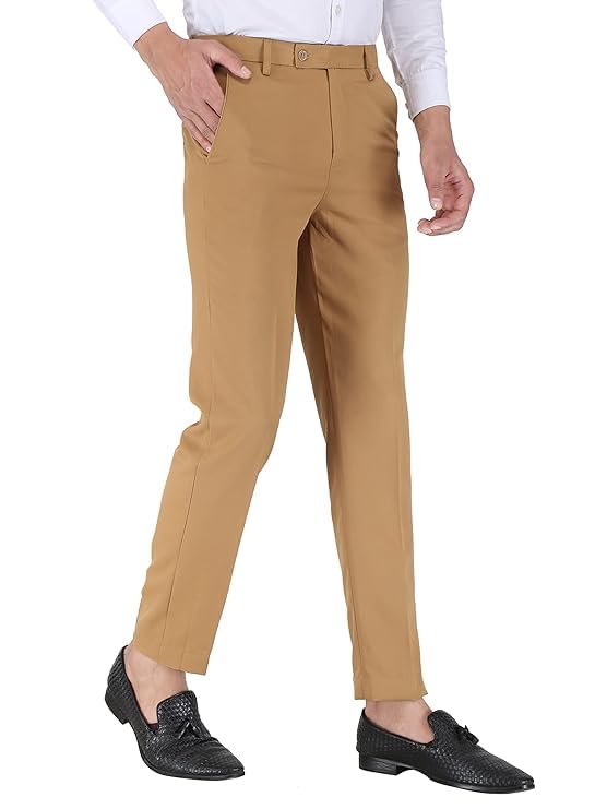 Image of ABLESTAR Men's Polycotton Slim Fit Formal Trouser - Spendex Cotton Casual Pant for Men - Breathable, Lightweight, Adjustable Formal Trouser for Men - Pack of 3
