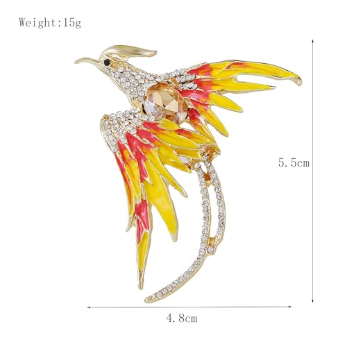 Image of Kaichen Rhinestone Phoenix Brooch Crystal Enamel Lapel Flame Fire Bird Resurrection Survivor Pin for Women Ladies Clothing Accessories