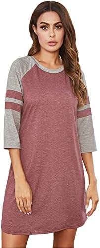 Kozart Women's Nightgown Novelty Sleepshirts O Neck Short Sleeve Sleep Shirt Loose Comfy Pajama Sleepwear S-XXL Wine Red