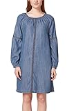  edc by ESPRIT Damen 038CC1E014 Kleid, Blau (Blue Medium Wash 902), Small