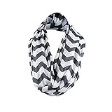 Women's Chevron Patterned Infinity Scarf with Zipper Pocket (Gray)
