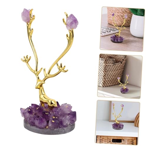 Statue de Cerf en Alliage et Cristal d'Améthyste, Cadeau Idéal pour Déco de Salon - 8
