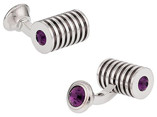 Cuff-Daddy Silver Amethyst Swarovski Double Crystal Cufflinks With Presentation Box #TOP15