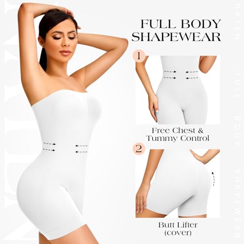 Image of Strapless Shapewear for Women Tummy Control Seamless Jumpsuit Shapewear | Bodysuit Butt Lifter Thigh Slimmer Body Shaper Seamless Under Dresses