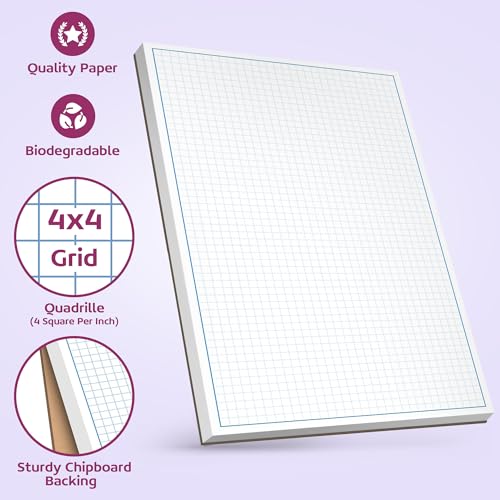 Bloco de papel milimetrado para desenhos, esboços, desenho de engenharia e planejamento - Papel quad
