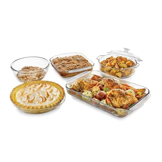 Libbey Baker's Basics 5-Piece Glass Casserole Baking Dish Set with 1 Cover
