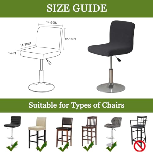 Image of FUANGUI Bar Stool Covers Set of 4, Stretch Bar Stool Chair Cover Slipcovers, Knitted Jacquard Counter Stool Bar Chair Covers for Kitchen Pub Dining Room (Knitted Black)