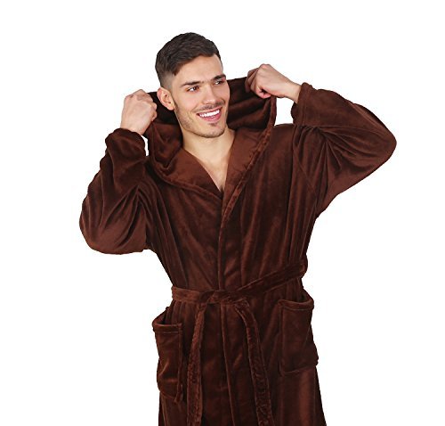 DecoKing Peignoir S Court Femme Homme Unisexe à Capuchon Robe de Chambre Micro-fibre Douillette Moelleuse Polaire Beige Robby – vue 2