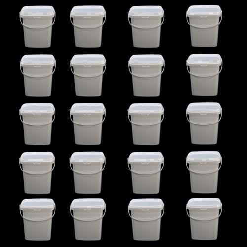 Image of 20 Pack 33oz Square Slime Containers with Lids, 1000ml White Plastic Storage Bucket Container, Slime Storage Case Storage Jars for Food Prep Freezer Kitchen Restaurant Supplies