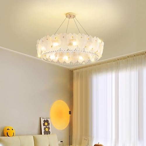 Plafonnier cristal blanc suspension verre ronde table à manger - 5