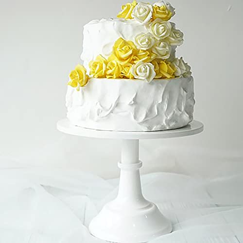Présentoir à gâteau rond blanc M en métal avec base stable