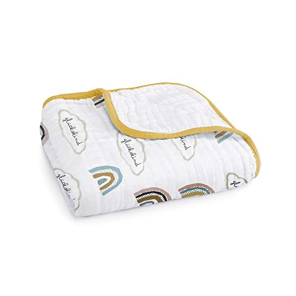 Mama Poppins | Babydecke Kuscheldecke mit süßem Schriftzug Glückskind aus 100% Musselin Bio-Baumwolle. 4-lagig, extra…