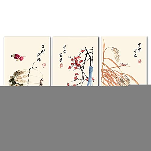 Toile fleur et oiseau moderne 3 pièces pour habiller un grand mur vide de salon sans cadre