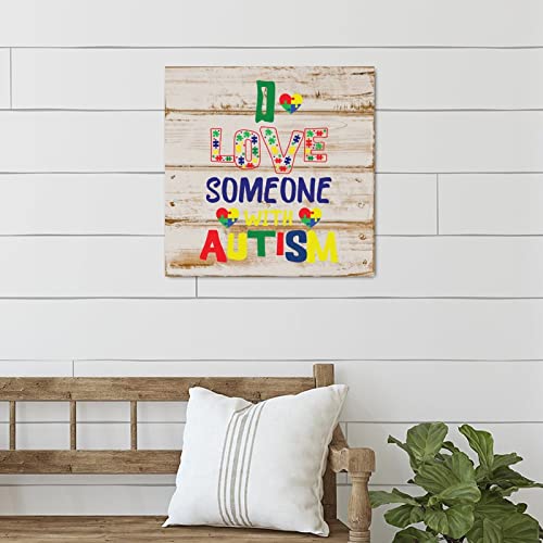 Panneau en bois I Love Someone With Autism panneau mural adulte autiste