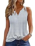 Tank Tops for Women Summer Tops Casual Button Down Shirts Loose Fit V Neck Sleeveless T Shirts