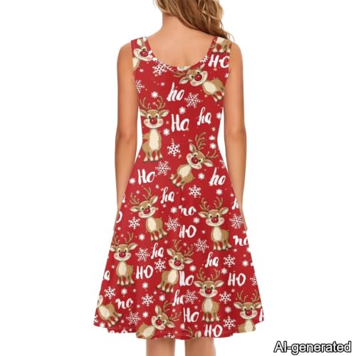 Image of Dreaweet Casual Sleeveless Dresses for Women Girls, Round Neck Tank Dresses with Pockets Summer Sundress Size XS-4XL