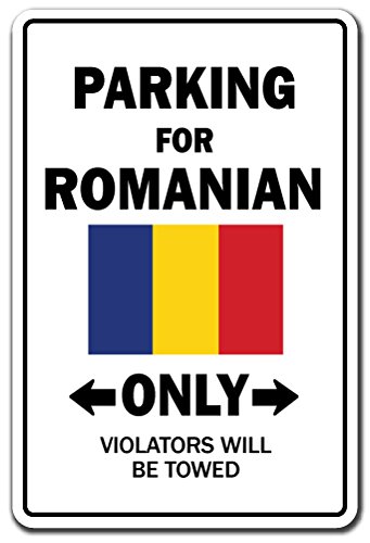Parking for Romanian Only Sign Romania Flag National Pride Love | Indoor/Outdoor | 12" Tall