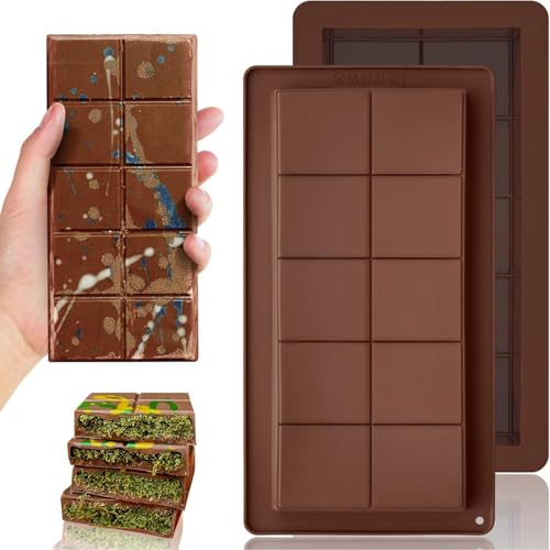 2 Unidades Moldes de Silicona Profunda para Chocolate, Forma de Barrita para Rellenos de Nueces/Caramelo, Molde Reutilizable BPA Free, Ideal para Regalos Festivos