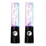 LED Water Speaker with Dancing Fountain Light Show Sound for PC, MP3 Player, Laptops, Smartphone USB-in Speakers (Black)