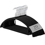 ATOKA ハンガー 滑り止めハンガー かたくずれ防止 すべらない ネクタイハンガー ベルベット製 省スペース 耐荷重性 壊れにくい 変形にくい（20本組 ブラック）