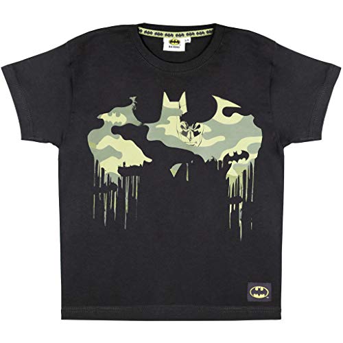 DC Comics Batman Logo Camo Garçons T-Shirt Noir 122 | Âge 3-13, Vêtements pour Enfants, Super-héros Camouflage Haut, Tout-Petit à Ados, garçons Anniversaire Idée Cadeau