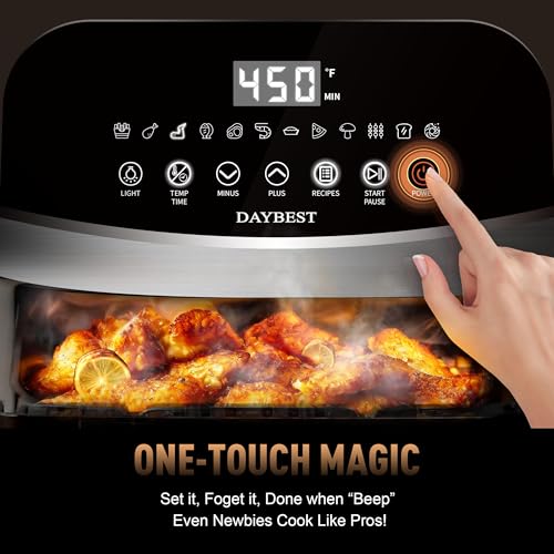 Stainless Steel Air Fryer Ceramic 12 in 1, Dual-Blazes in Steel Housing, 6QT 2-3 Servings Visible 8.27" Basket with Teflon-Free Premium Coating, 1700W, DAYBEST Dishwasher Safe Kits (Stainless Steel) by DAYBEST - Used condition - Image 3