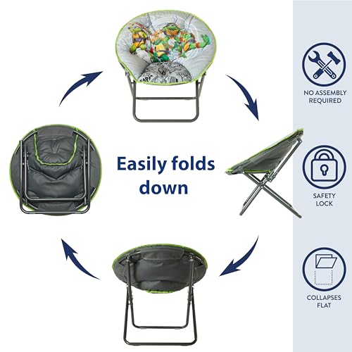 Nickelodeon Teenage Mutant Ninja Turtles Saucer Chair, 23" Folding Kids Chair with Metal Frame, Mutant Mayhem Design, Ages 3+ by Idea Nuova - Image 4