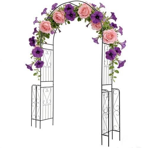 HOMGX 7.9 ft Metal Arbor Pergola for Climbing Plants Rose