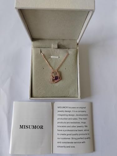 Misumor 925 Sterling Silver Necklaces For Women Silver Gold Rosegold Heart Pendant With Birthstone Jewelry Gifts For Girlfriend Mom Wife On Birthday Anniversary Valentines Day #TOP6