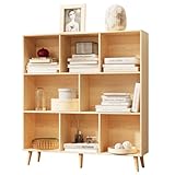 Our Modern Space 8-Cube Wooden Bookshelf - 3 Tiered Open Horizontal Display Bookcase Organizer Storage Cabinet for Living Room, Office, Bedroom, Study Room - Yellow