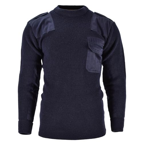 Pull en laine pour homme Mil-Tec bleu marine aux finitions renforcées