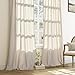 Pinch Pleated 90 Inch Curtains 2 Panels for Living Room Cream Beige Linen Curtains 90 Inches Long Pinch Pleat Drapes for Track System Light Filtering Semi Sheer Curtain for Dining Bedroom Office