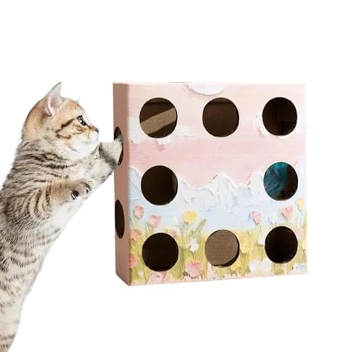 Kezvmhy 猫のパズルおもちゃ箱 - 猫のパズルボックス, ユニークな遊び体験 おもちゃ電動猫じゃらしのおもちゃ, 屋内猫用たたきモグラパズルおもちゃ、インタラクティブエンターテイメント子猫おもちゃ、電動猫羽根おもちゃ