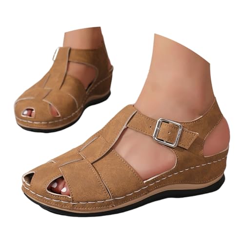 Sandales de pêcheur pour femme à bout fermé et talon compensé confort d'été