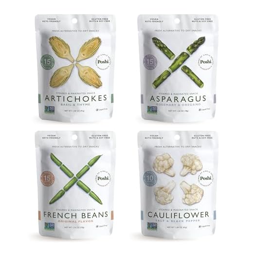 POSHI Vegetable Snack Variety Pack | Keto, Vegan, Paleo, Non GMO, Low Carb, Low Calorie, Gluten Free, Marinated, Steamed, Gourmet, Healthy, Natural, No Mess, Portable, Travel Snack (12 Pack)