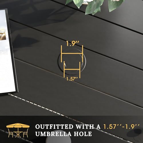 Image of VICLLAX Patio Dining Set for 6-63 inch Rectangle Table & Cushioned Seats, Black
