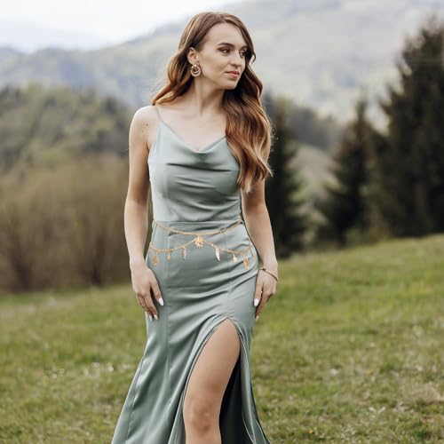 Gold Chain Belt Metal Adjustable Waist Link Belt Elegant Multilayer Skinny Chain Waistband Sun and Moon Decor Belts Straps for Women Dresses Western Jeans Sweater Coat Supplies2