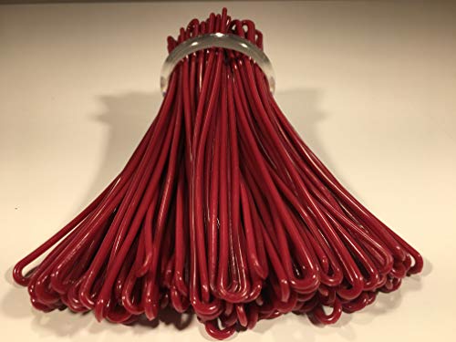 Burgundy/Maroon Plastic Luggage Tag Loops, 6 inch, 100/pk (aka Worm Loop)