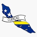 Curaã§Ao Curacao Flag Map Sticker Vinyl Decal Bumper Sticker 5"