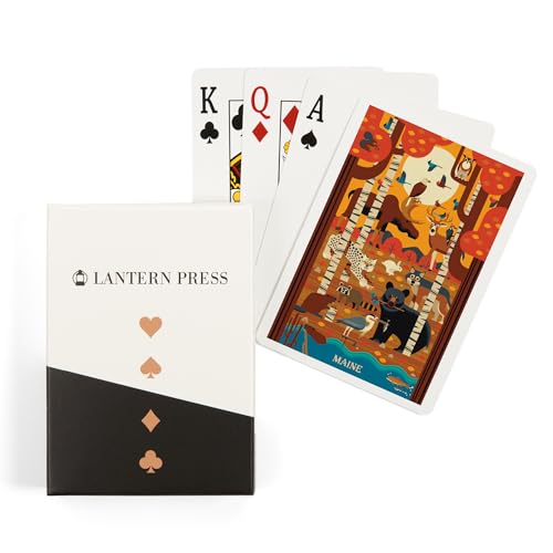 Lantern Press Maine, animales del bosque, 52 cartas póker
