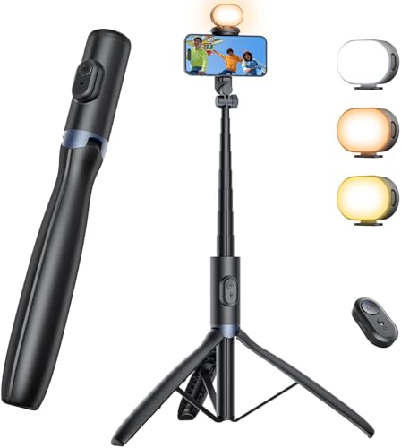 ANXRE 67.7 Selfie Stick Tripod with Light NT99 Extendable Tripod Stand with Remote for Camera Phone Filming Vlogging Travel Phone Tripod Compatible with Phone Camera Gopro